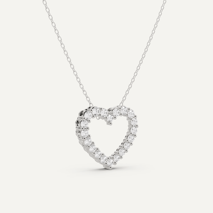 1 ctw Round Diamond Prong Set Heart Pendant - Lotus Diamond