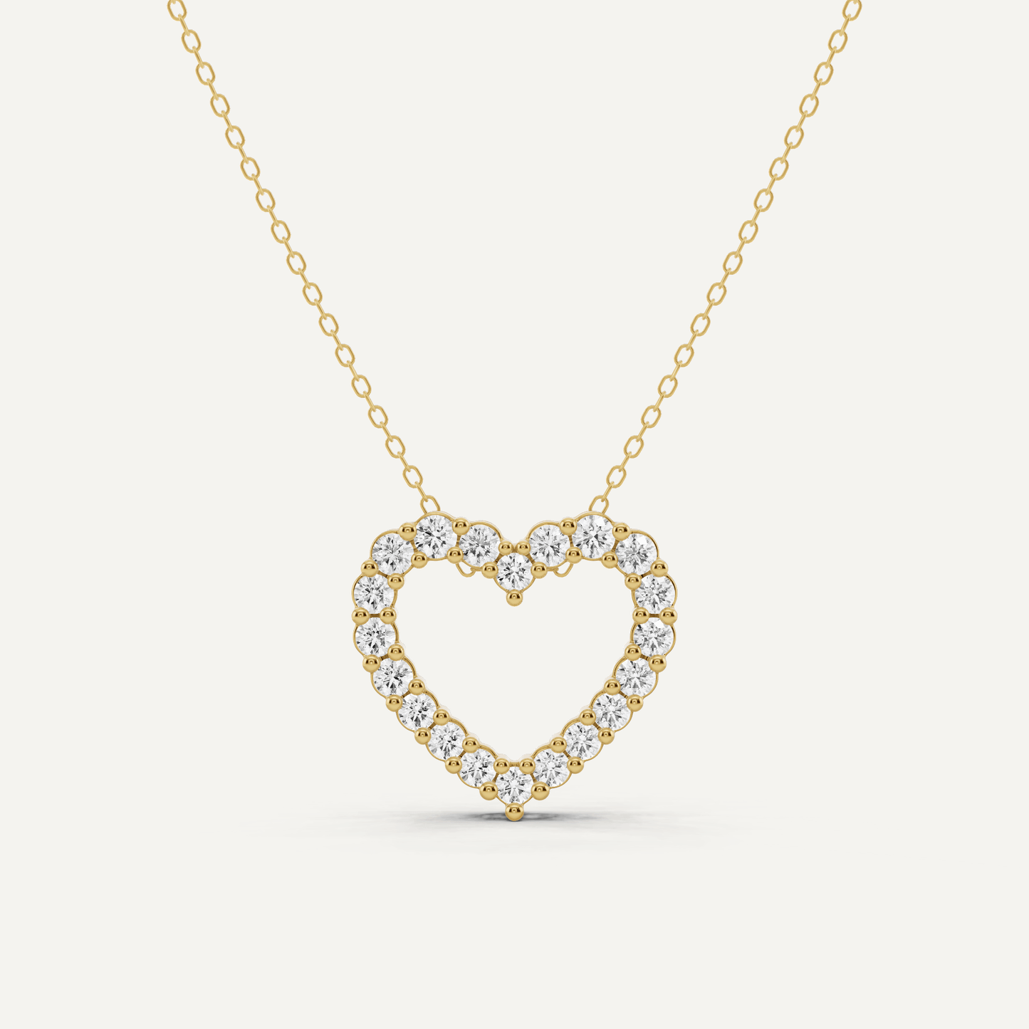 1 ctw Round Diamond Prong Set Heart Pendant - Lotus Diamond