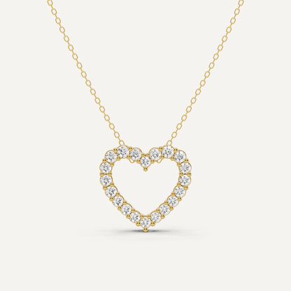 1 ctw Round Diamond Prong Set Heart Pendant - Lotus Diamond