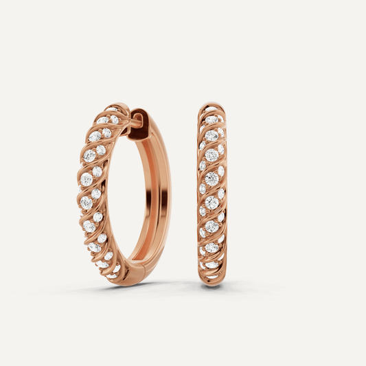 1 ctw Round Diamond Ribbon Hoop Earrings - Lotus Diamond