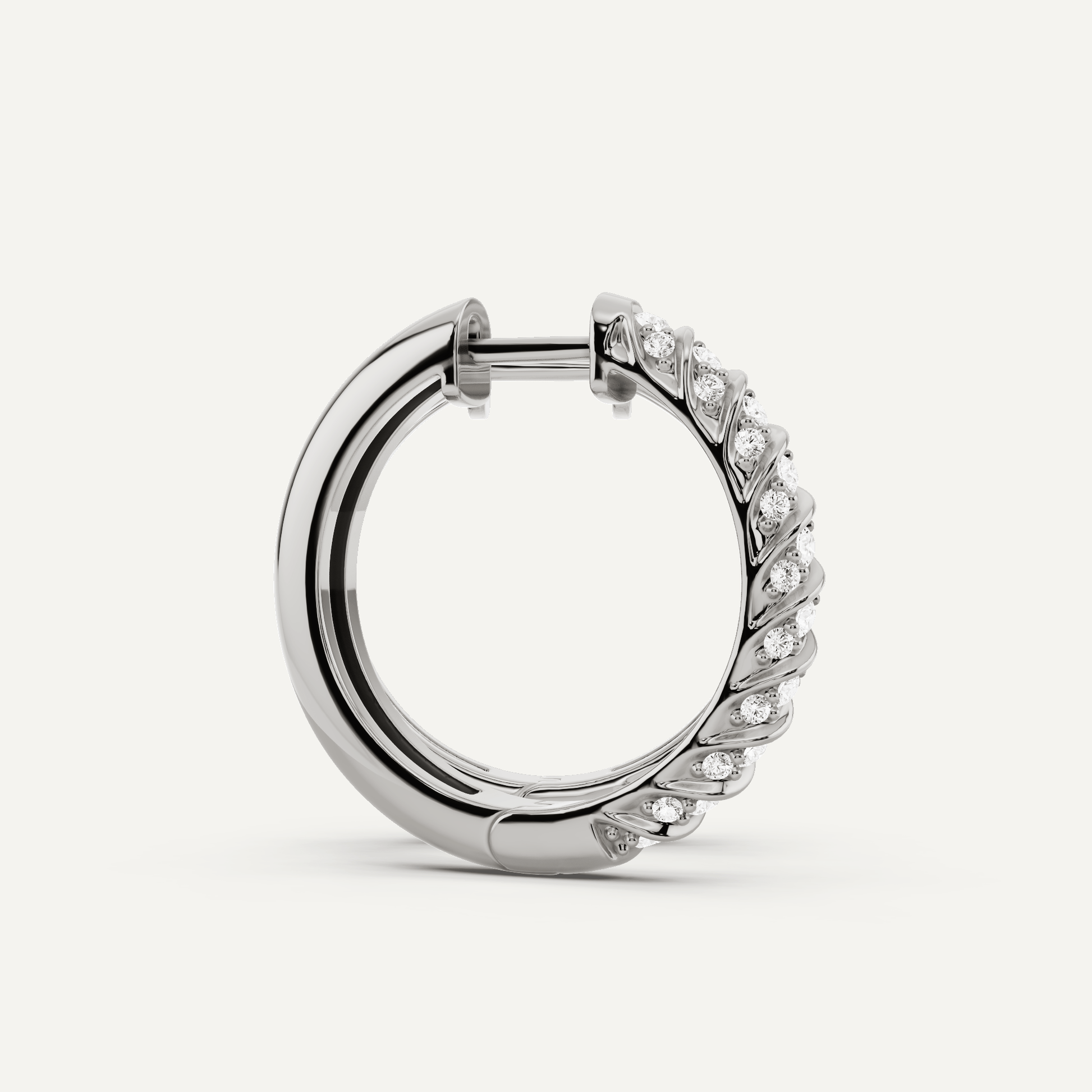 1 ctw Round Diamond Ribbon Hoop Earrings - Lotus Diamond