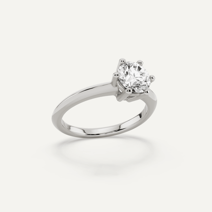 1 ctw Round Diamond Six - Prong Solitaire Engagement Ring - Lotus Diamond