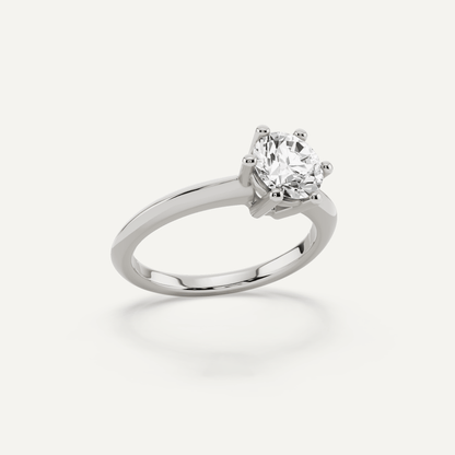 1 ctw Round Diamond Six - Prong Solitaire Engagement Ring - Lotus Diamond