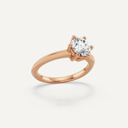 1 ctw Round Diamond Six - Prong Solitaire Engagement Ring - Lotus Diamond