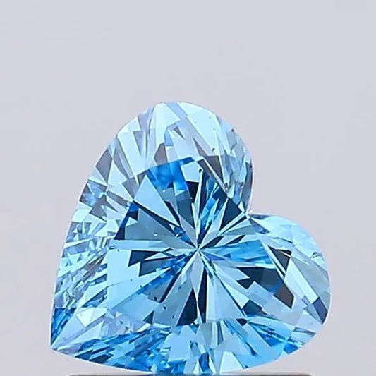 1.01ct Heart Lab Grown Diamond (Colour Fancy Vivid Blue, Clarity VS2, IGI Certified) - Lotus Diamond