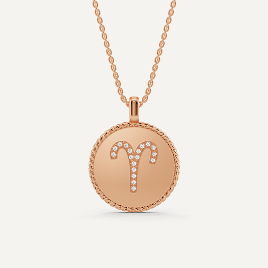 1/10 ctw Round Diamond Aries Zodiac Sign Pendant - Lotus Diamond