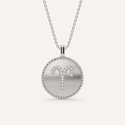 1/10 ctw Round Diamond Aries Zodiac Sign Pendant - Lotus Diamond