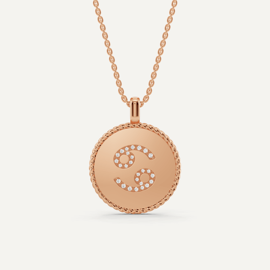 1/10 ctw Round Diamond Cancer Zodiac Sign Pendant - Lotus Diamond