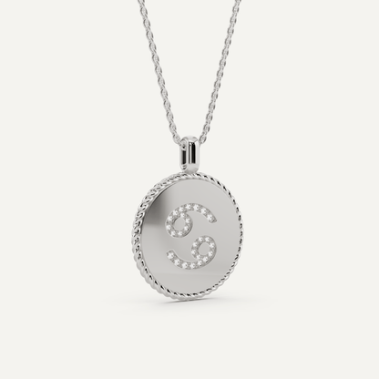 1/10 ctw Round Diamond Cancer Zodiac Sign Pendant - Lotus Diamond
