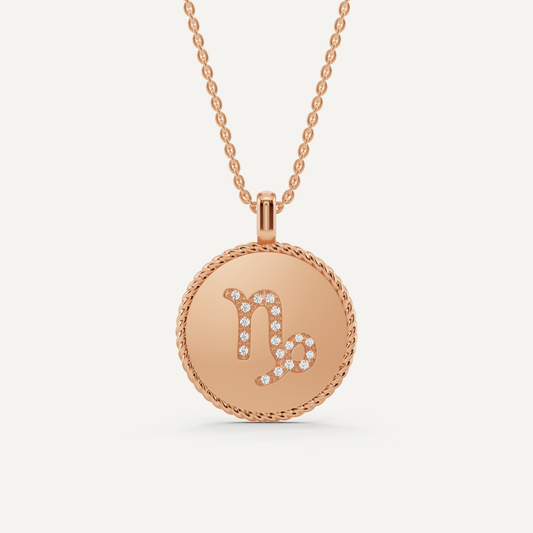 1/10 ctw Round Diamond Capricon Zodiac Sign Pendant - Lotus Diamond