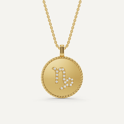 1/10 ctw Round Diamond Capricon Zodiac Sign Pendant - Lotus Diamond