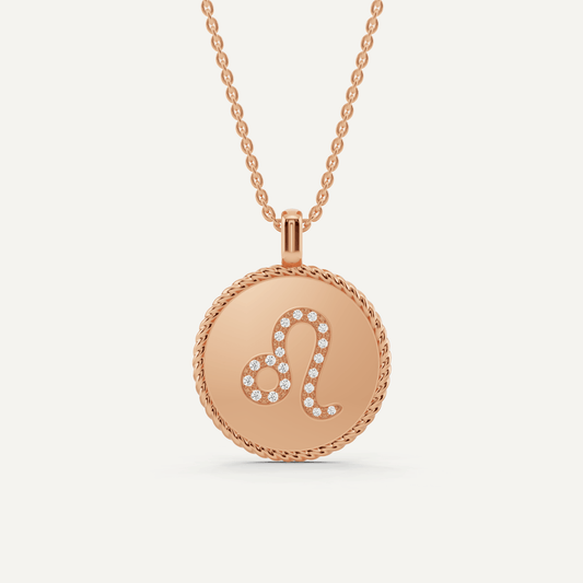 1/10 ctw Round Diamond Leo Zodiac Sign Pendant - Lotus Diamond