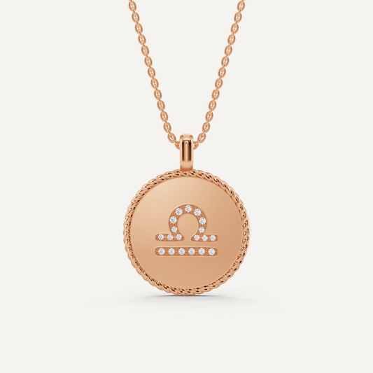 1/10 ctw Round Diamond Libra Zodiac Sign Pendant - Lotus Diamond