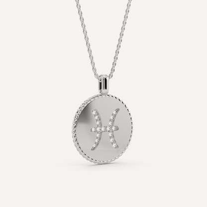 1/10 ctw Round Diamond Pisces Zodiac Sign Pendant - Lotus Diamond