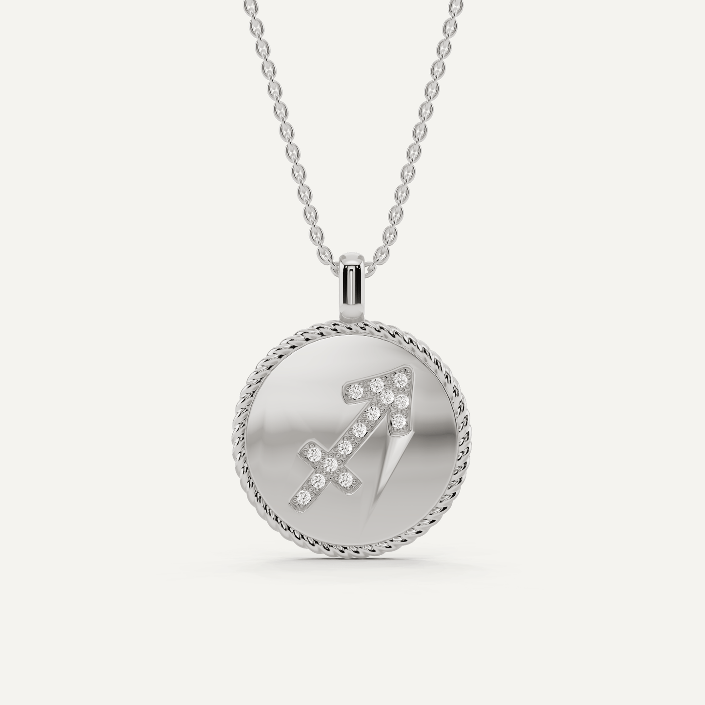 1/10 ctw Round Diamond Sagittarius Zodiac Sign Pendant - Lotus Diamond