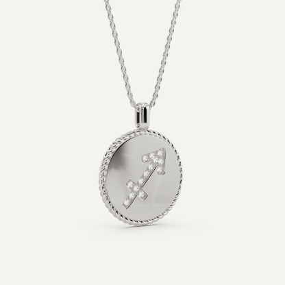 1/10 ctw Round Diamond Sagittarius Zodiac Sign Pendant - Lotus Diamond
