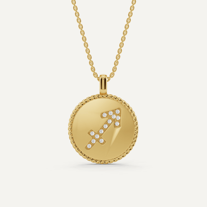 1/10 ctw Round Diamond Sagittarius Zodiac Sign Pendant - Lotus Diamond