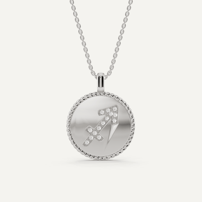 1/10 ctw Round Diamond Sagittarius Zodiac Sign Pendant - Lotus Diamond