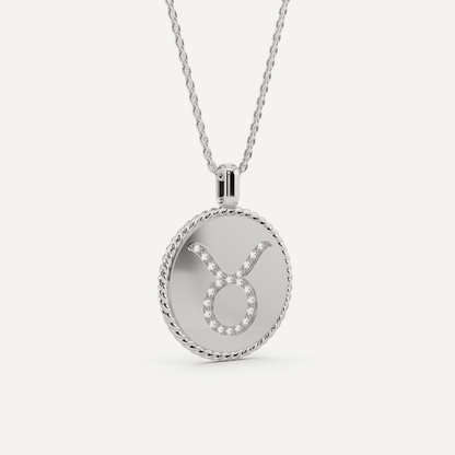 1/10 ctw Round Diamond Taurus Zodiac Sign Pendant - Lotus Diamond