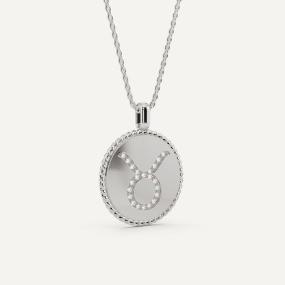 1/10 ctw Round Diamond Taurus Zodiac Sign Pendant - Lotus Diamond