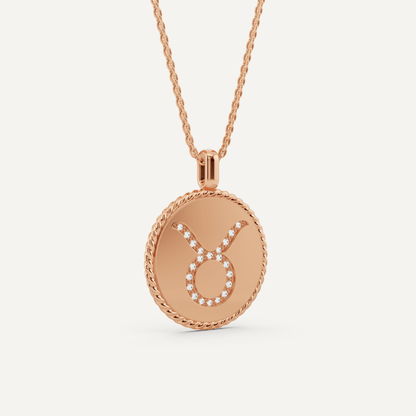1/10 ctw Round Diamond Taurus Zodiac Sign Pendant - Lotus Diamond