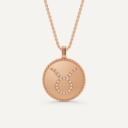1/10 ctw Round Diamond Taurus Zodiac Sign Pendant - Lotus Diamond