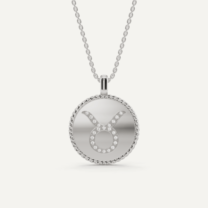 1/10 ctw Round Diamond Taurus Zodiac Sign Pendant - Lotus Diamond