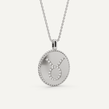 1/10 ctw Round Diamond Taurus Zodiac Sign Pendant - Lotus Diamond