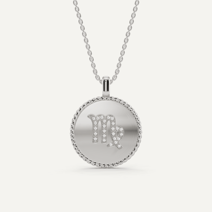 1/10 ctw Round Diamond Virgo Zodiac Sign Pendant - Lotus Diamond