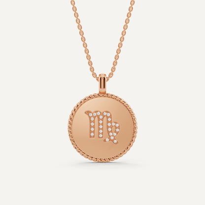 1/10 ctw Round Diamond Virgo Zodiac Sign Pendant - Lotus Diamond