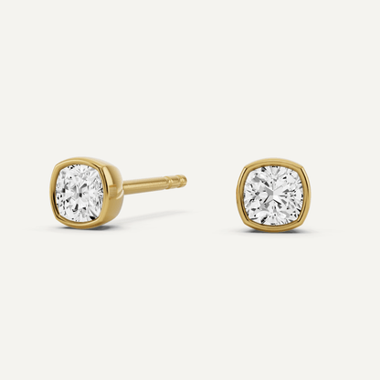 1/2 ctw Cushion Diamond Bezel Set Solitaire Stud Earrings - Lotus Diamond