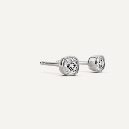1/2 ctw Cushion Diamond Bezel Set Solitaire Stud Earrings - Lotus Diamond