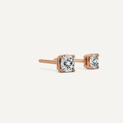 1/2 ctw Cushion Diamond Solitaire Stud Earrings - Lotus Diamond