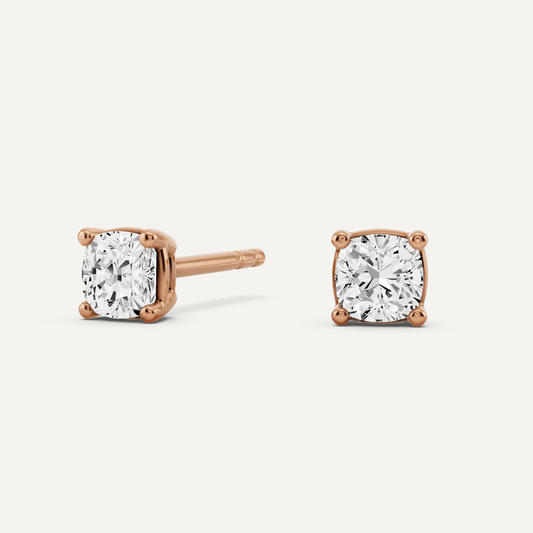 1/2 ctw Cushion Diamond Solitaire Stud Earrings - Lotus Diamond