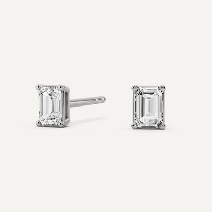 1/2 ctw Emerald Diamond Solitaire Stud Earrings - Lotus Diamond