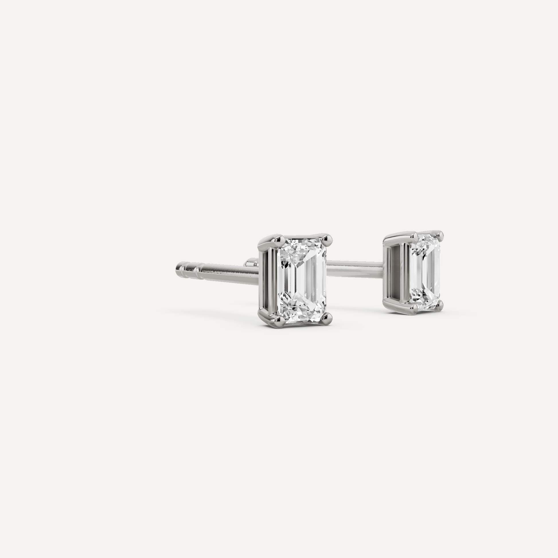 1/2 ctw Emerald Diamond Solitaire Stud Earrings - Lotus Diamond