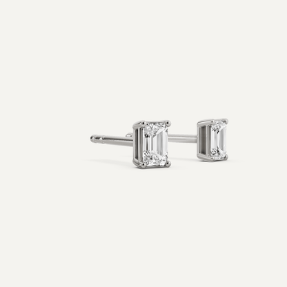 1/2 ctw Emerald Diamond Solitaire Stud Earrings - Lotus Diamond