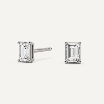 1/2 ctw Emerald Diamond Solitaire Stud Earrings - Lotus Diamond