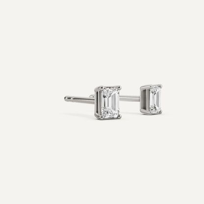 1/2 ctw Emerald Diamond Solitaire Stud Earrings - Lotus Diamond