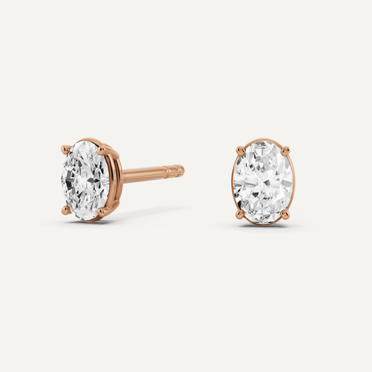 1/2 ctw Oval Diamond Solitaire Stud Earrings - Lotus Diamond