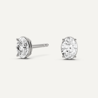 1/2 ctw Oval Diamond Solitaire Stud Earrings - Lotus Diamond