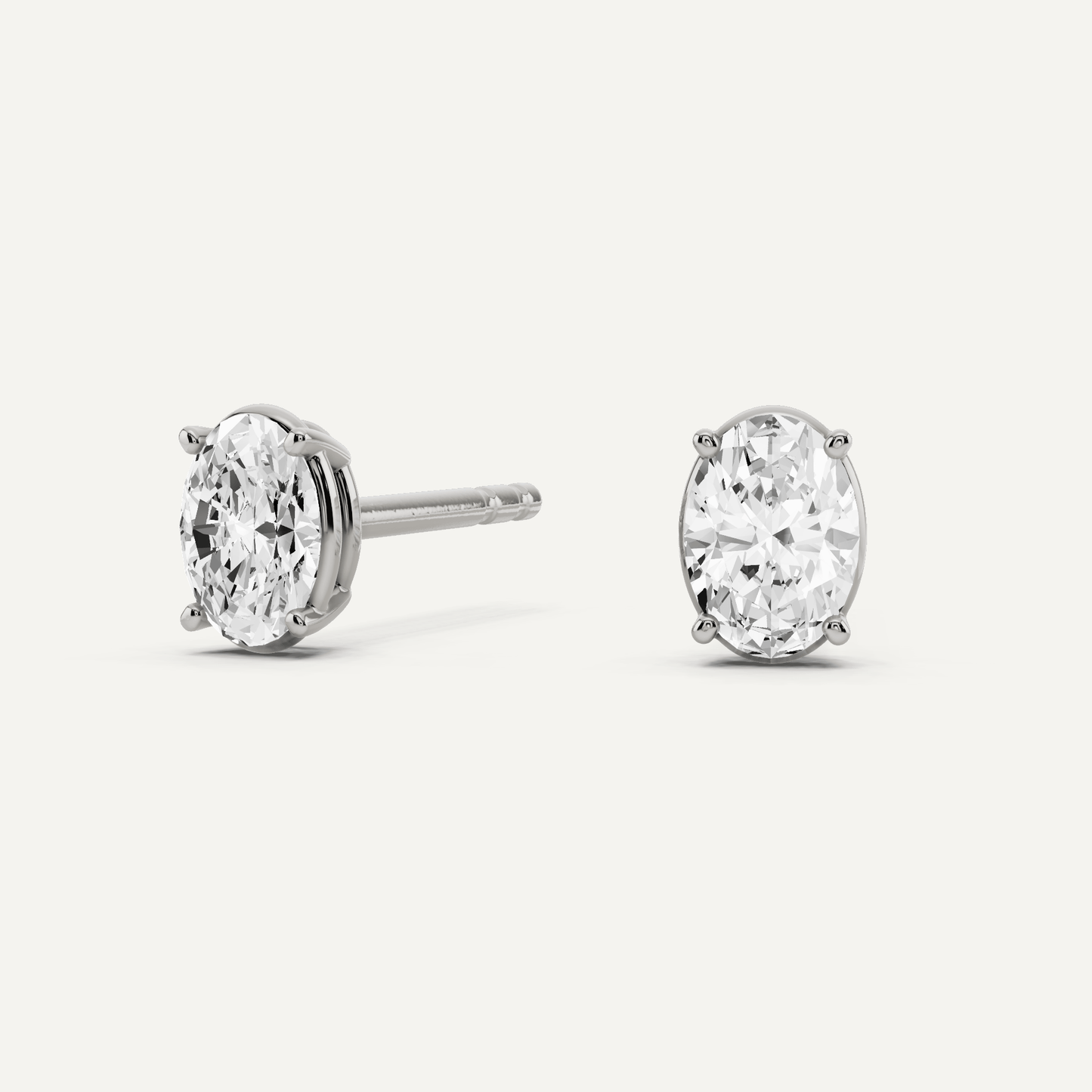1/2 ctw Oval Diamond Solitaire Stud Earrings - Lotus Diamond