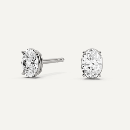 1/2 ctw Oval Diamond Solitaire Stud Earrings - Lotus Diamond