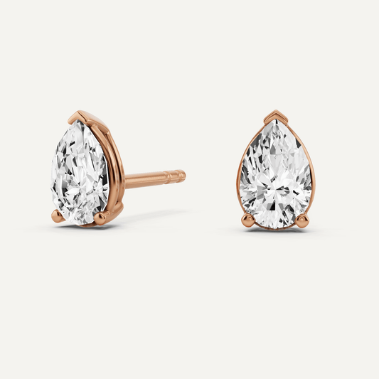 1/2 ctw Pear Diamond Solitaire Stud Earrings - Lotus Diamond