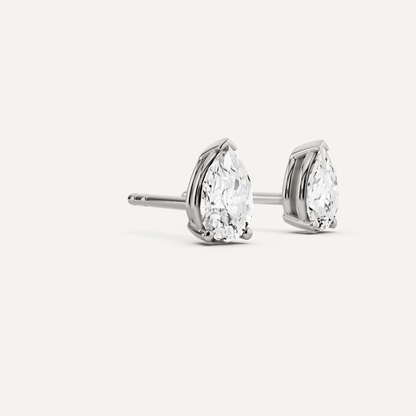 1/2 ctw Pear Diamond Solitaire Stud Earrings - Lotus Diamond