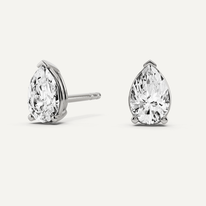 1/2 ctw Pear Diamond Solitaire Stud Earrings - Lotus Diamond