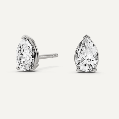 1/2 ctw Pear Diamond Solitaire Stud Earrings - Lotus Diamond