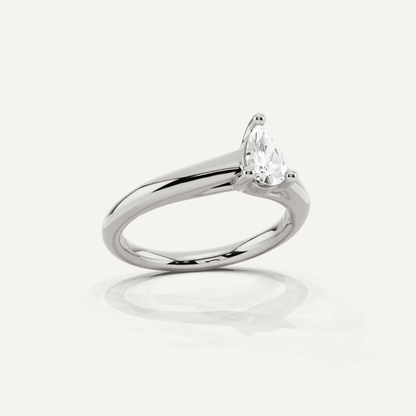 1/2 ctw Pear Diamond Wide Shank Trellis Solitaire Engagement Ring - Lotus Diamond