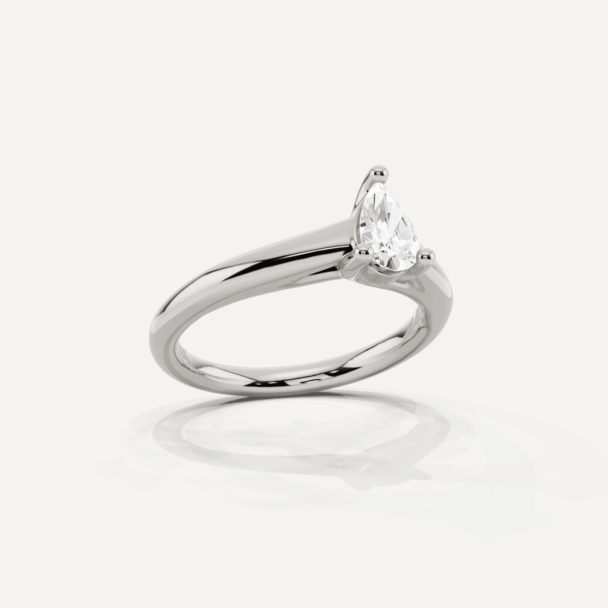 1/2 ctw Pear Diamond Wide Shank Trellis Solitaire Engagement Ring - Lotus Diamond