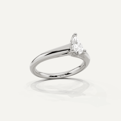 1/2 ctw Pear Diamond Wide Shank Trellis Solitaire Engagement Ring - Lotus Diamond